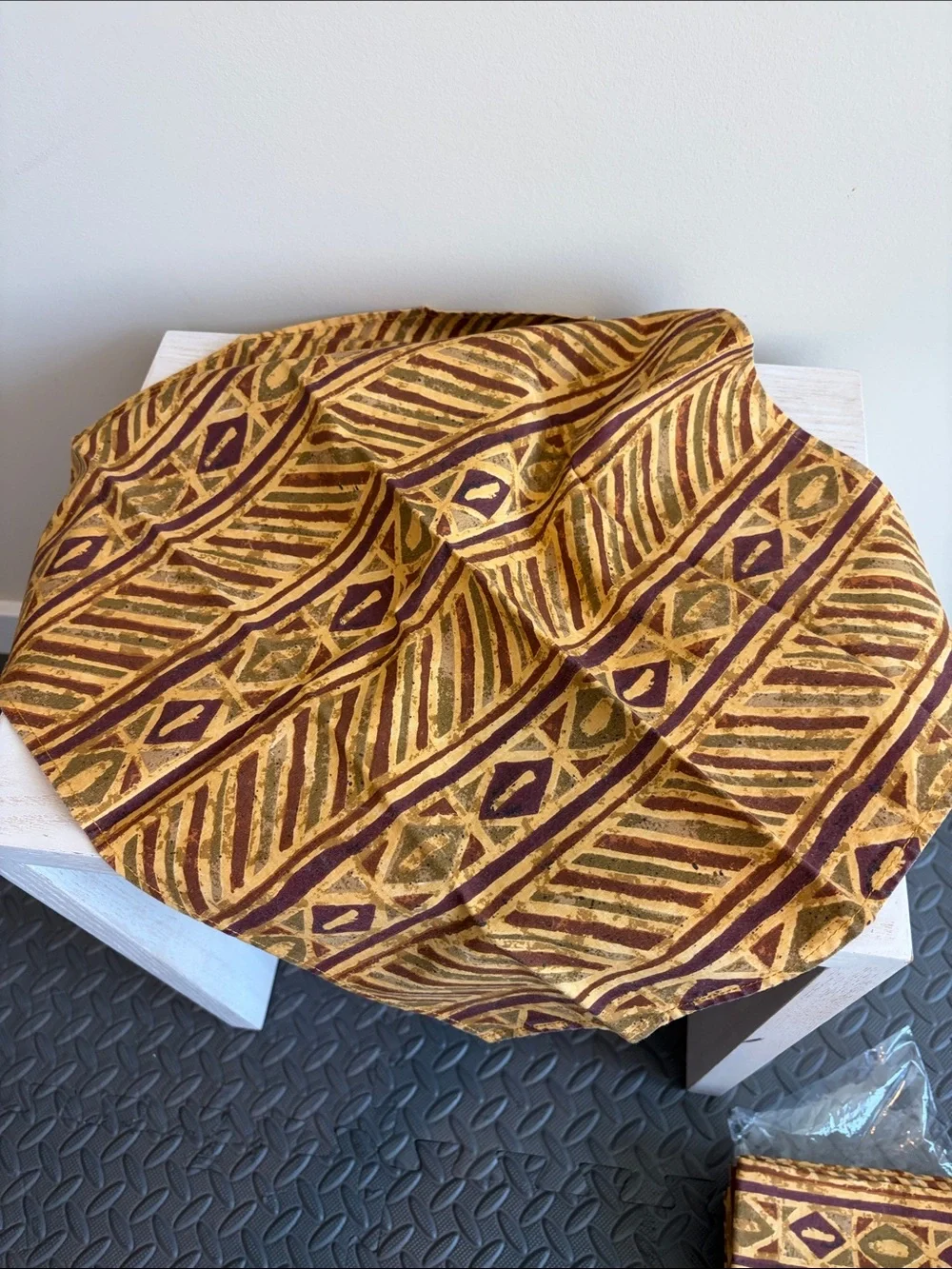 13 Mustard and Brown 17” Tribal Pattern Cotton Napkins - Unbranded
